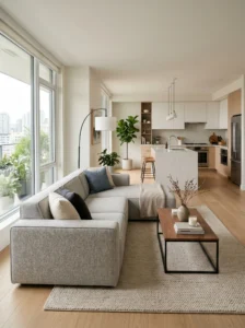 Low-profile furniture improving open space flow