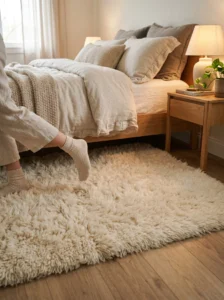 Plush rug adding warmth and comfort to a cozy teen bedroom