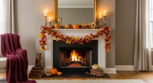 Seasonal fireplace mantle decor