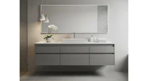 Grey vanity acting as a focal point