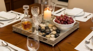 Tray organizing dining table decor