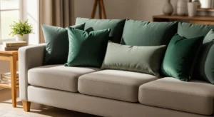 Green pillows adding pop of color