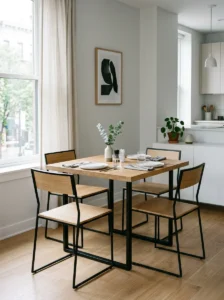 Slim chairs for small dining room space saving design