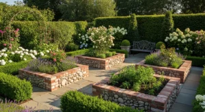 Stone raised garden beds with durable design