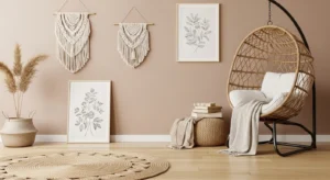 Brown and green bedroom creating a natural and relaxing vibe