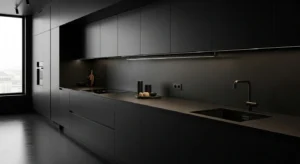 Minimalist black kitchen creating a sleek look