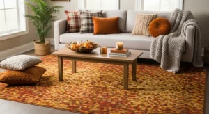 Cozy rug adding warmth to fall living room