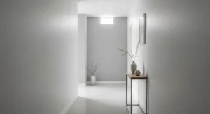 Minimal decor in narrow hallway