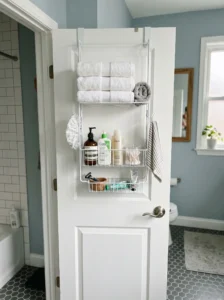 Over the door bathroom shelf rack for extra storage in small space