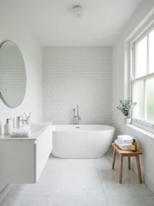 Minimalist bathroom with bathtub and clutter-free clean design