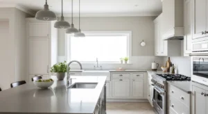 Neutral color palette creating a soft farmhouse kitchen look
