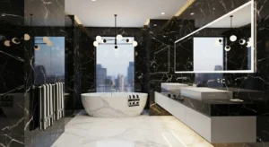Marble design adding elegance to bathroom