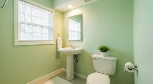 Light green making small bathroom feel bigger