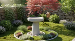 Small bird bath fitting compact garden