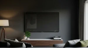 Dark wall creating contrast for TV