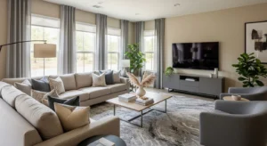 Beige and grey creating balanced palette