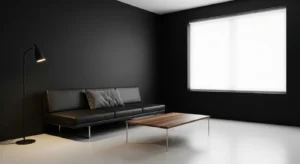Minimal black decor creating clean and modern living room