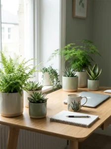 plants in home office desk greenery productivity workspace ideas