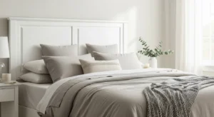 White headboard acting as a subtle focal point