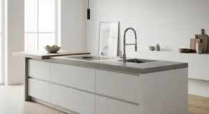 Minimalist kitchen island creating a clean look