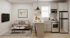 Small open space combo designed efficiently