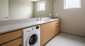 Matching cabinets creating a seamless washing machine setup