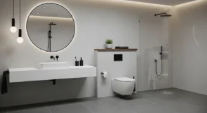 Black fixtures enhancing modern bathroom style