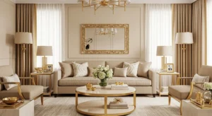 Gold accents adding elegance