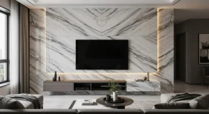 Marble TV wall adding luxury feel