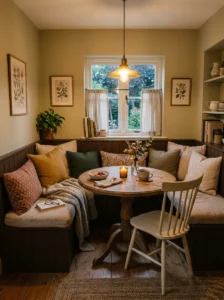 Banquette seating small dining room cozy nook idea