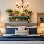 Cozy farmhouse living room with neutral decor, rustic wood, and warm textures
