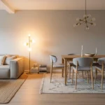 Living room dining room combo with open layout and cohesive modern design
