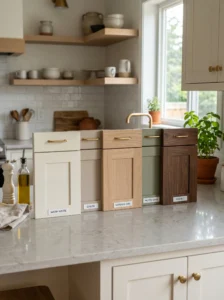 “Popular timeless kitchen cabinet color samples displayed together”
