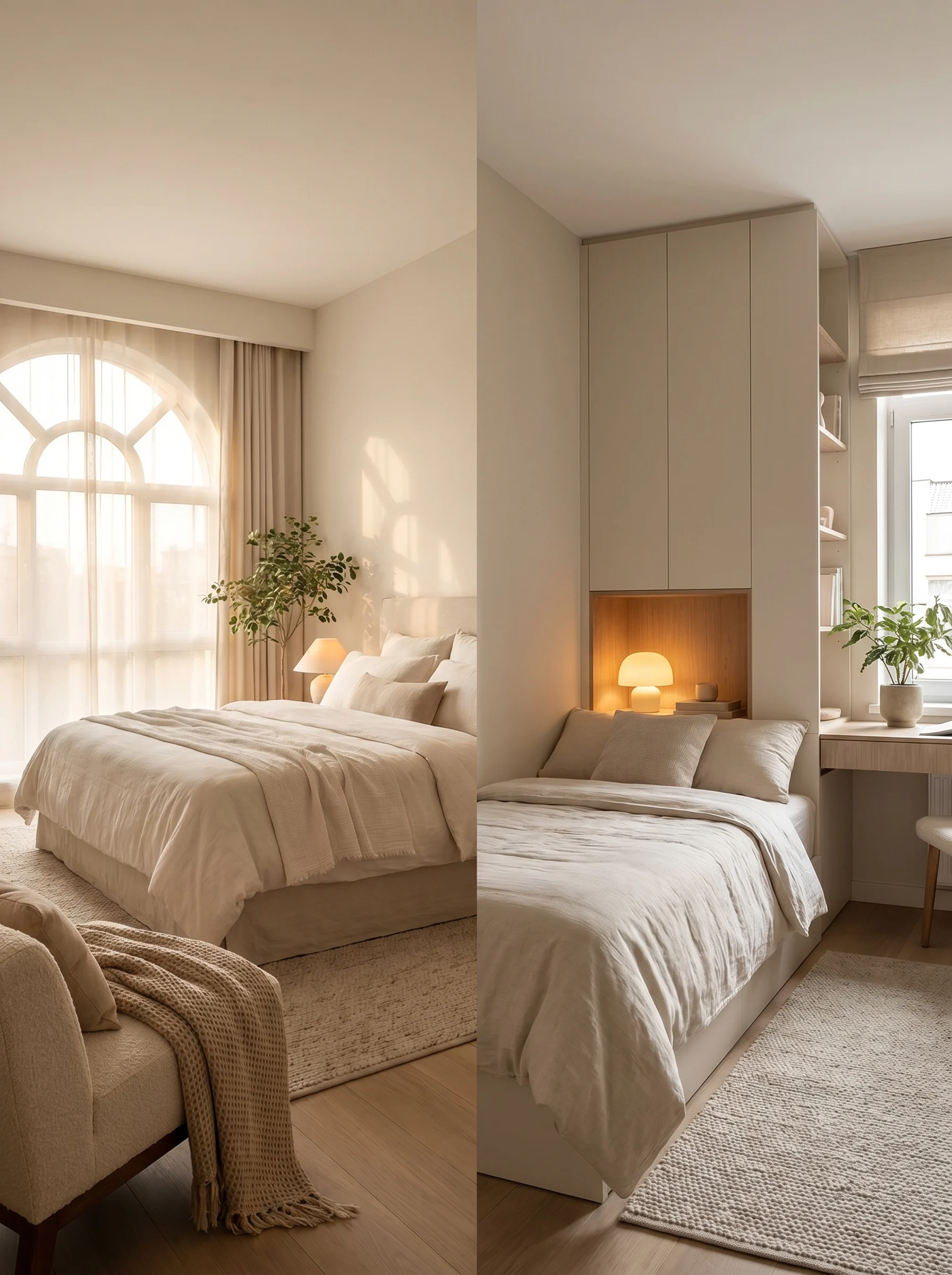 “Comparison of different bed sizes in modern bedroom layouts”
