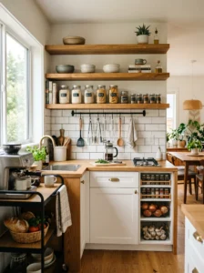 “Modern kitchen with smart storage ideas without renovation”