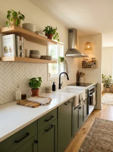 “Modern rental kitchen styled to look expensive with simple renter-friendly upgrades”