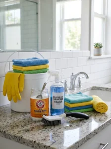 Essential tools and supplies for cleaning bathroom grout