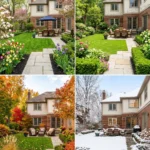 Clean and well-maintained backyard with healthy lawn, organized landscaping, and neat outdoor seating area.