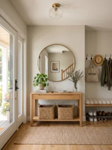  Functional and stylish entryway decor in a new home.