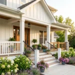 Stylish front porch featuring elegant railing designs that combine safety and curb appeal.