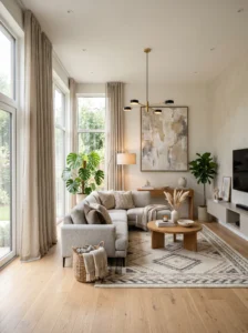 How to make a room look expensive on a budget with elegant décor, layered lighting, and neutral furnishings.