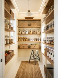 Light reflective paint making a closet pantry feel brighter
