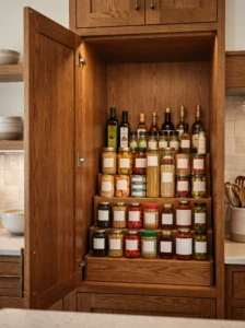 Two-level step shelving for better visibility in deep cabinets