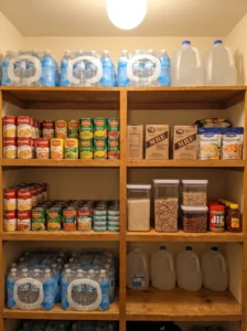 Dedicated pantry shelf for emergency food supplies