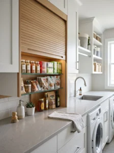 Appliance garage repurposed as a compact pantry nook