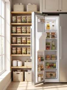 Meal-prep containers organized and labeled by day of the week