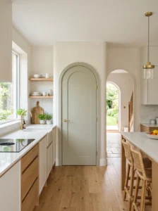 Small pantry with an elegant curved arched door