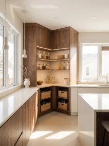 Corner pantry ideas for maximizing wasted kitchen space with stylish organized storage