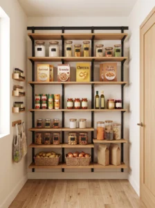 Adjustable bracket shelving for long-term pantry flexibility