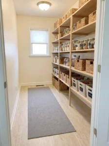 Washable flooring and mat for easy pantry cleanup